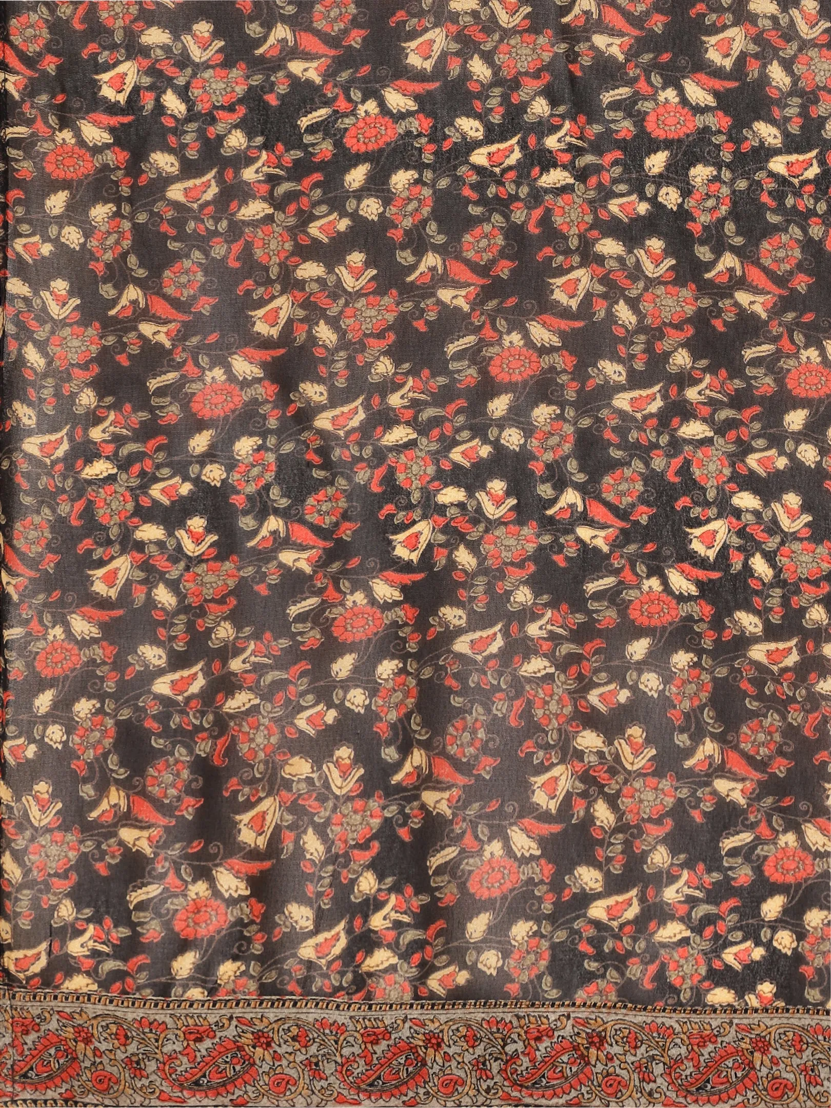 Black Floral Printed Straight Kurta with Palazzo Set