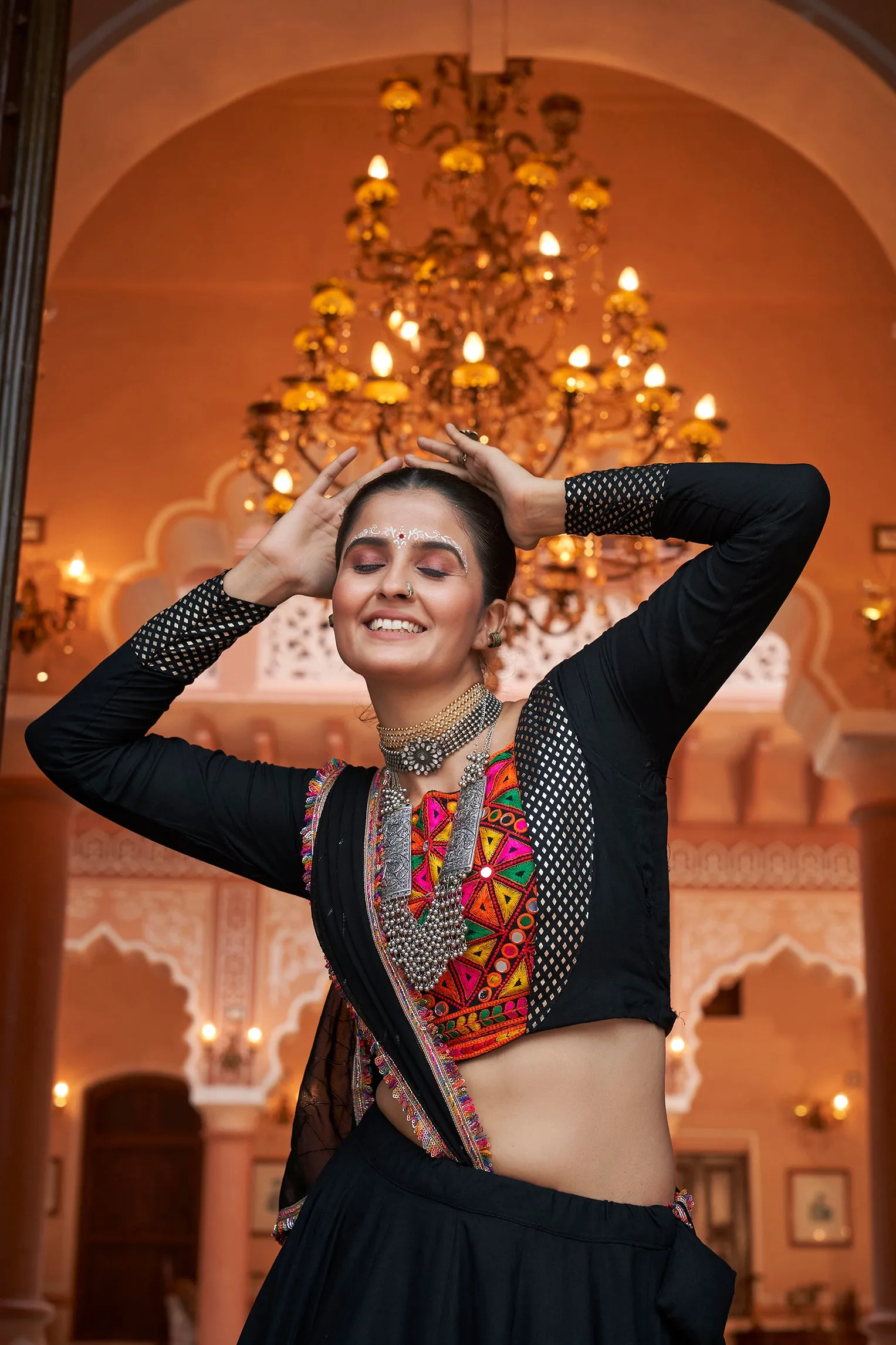 Black Mirror Embroidered Garba Special Chaniya Choli (D565)