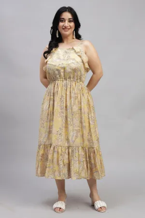 Curvy Lane Women Plus Size Ruffle Neck Pleated Flare Dress