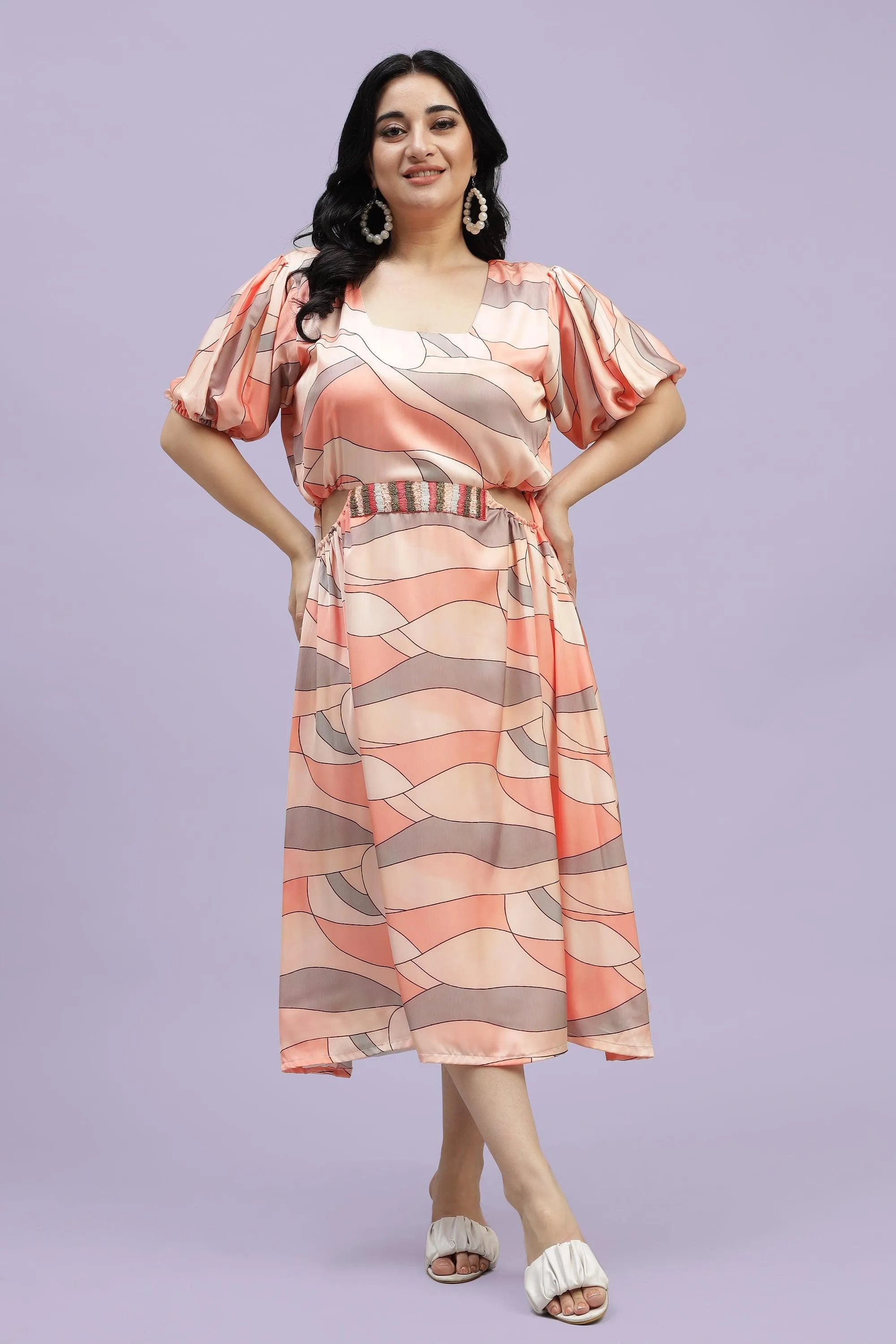 Curvy Lane Women Plus Size Square Neck Cutout Dress