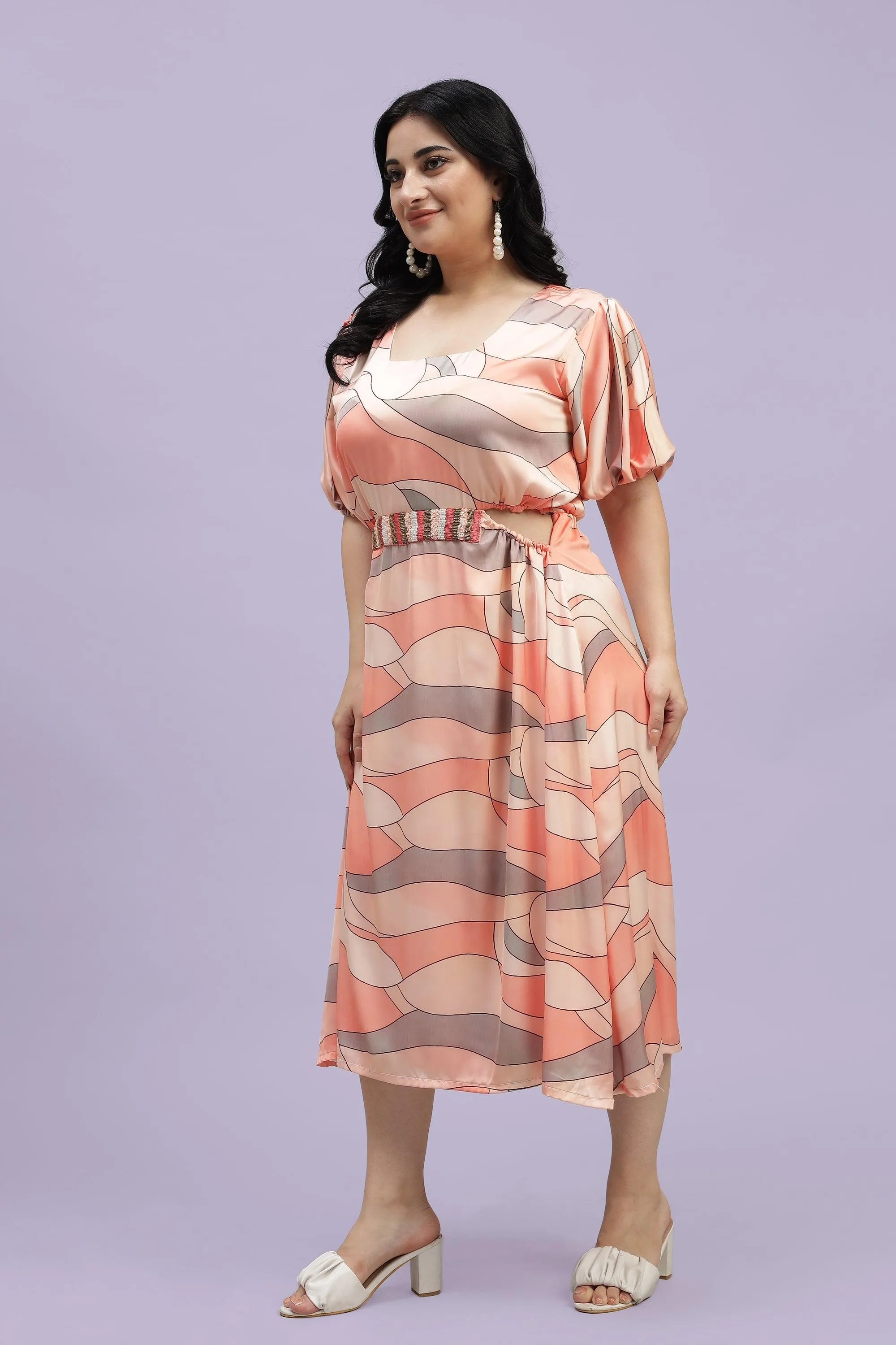 Curvy Lane Women Plus Size Square Neck Cutout Dress
