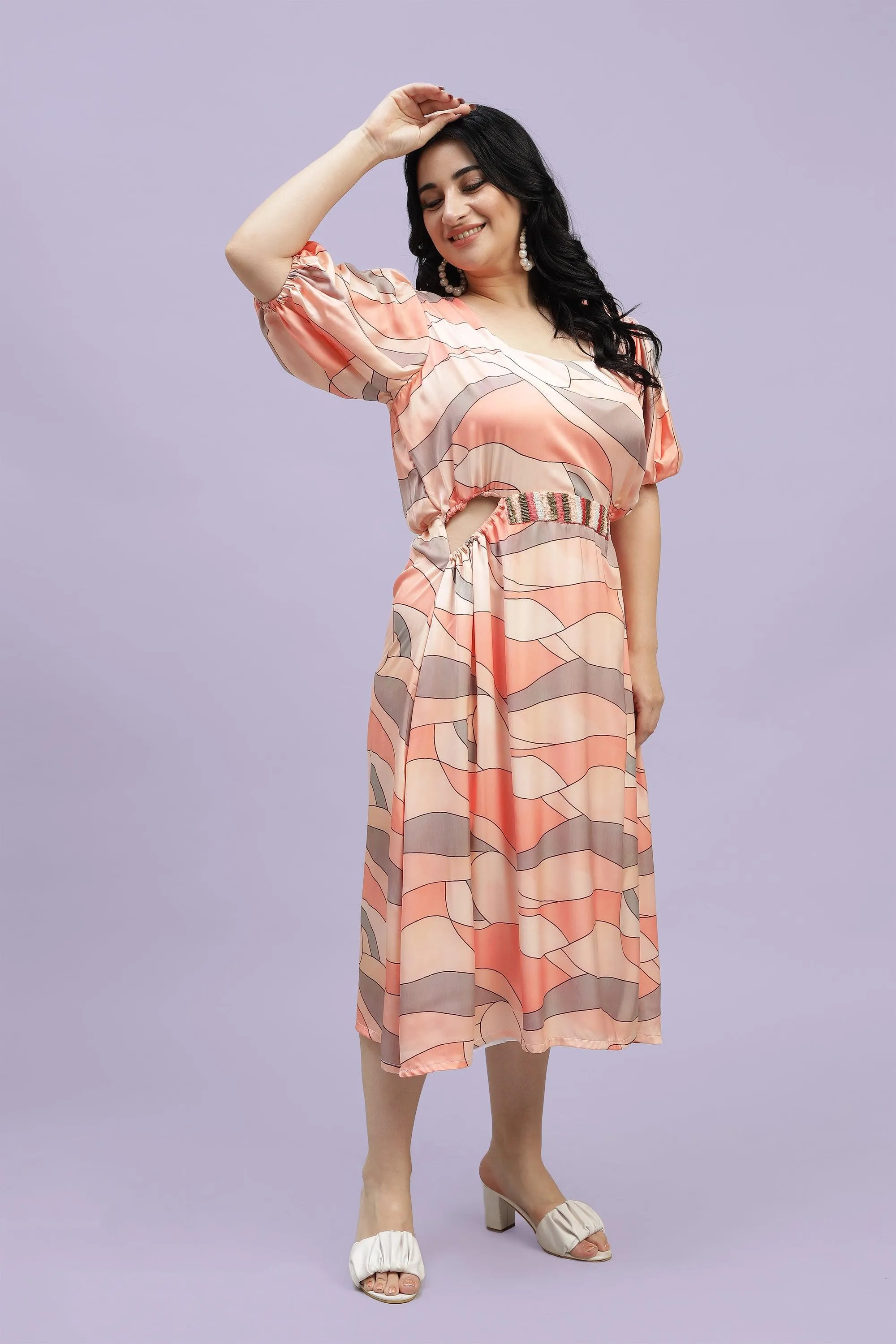 Curvy Lane Women Plus Size Square Neck Cutout Dress