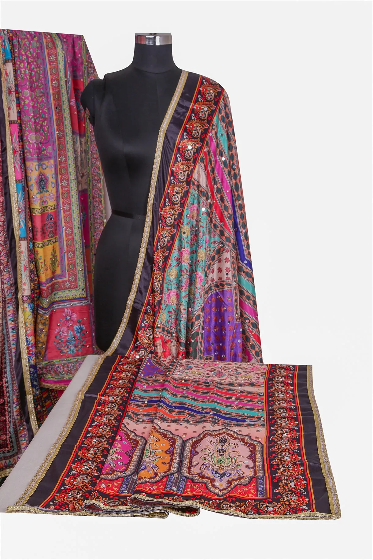Elegant Multi Color Mirror & Stone work Pakistani Dupatta for Women (D247)(Deal)