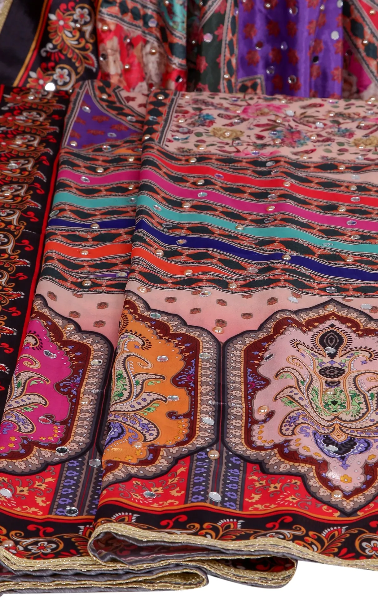 Elegant Multi Color Mirror & Stone work Pakistani Dupatta for Women (D247)(Deal)