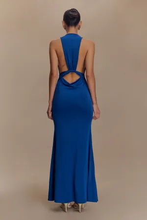 Elke Slinky V Neck Maxi Dress - Cobalt