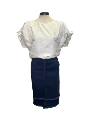 Evelina Fringed Denim Pencil Skirt