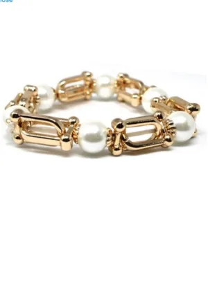 Gold and Pearl Stationed Bracelet
