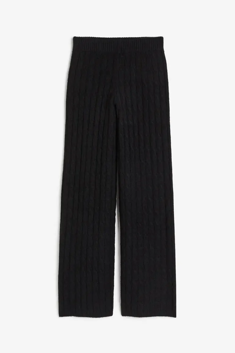 H&M cable knit trousers, black