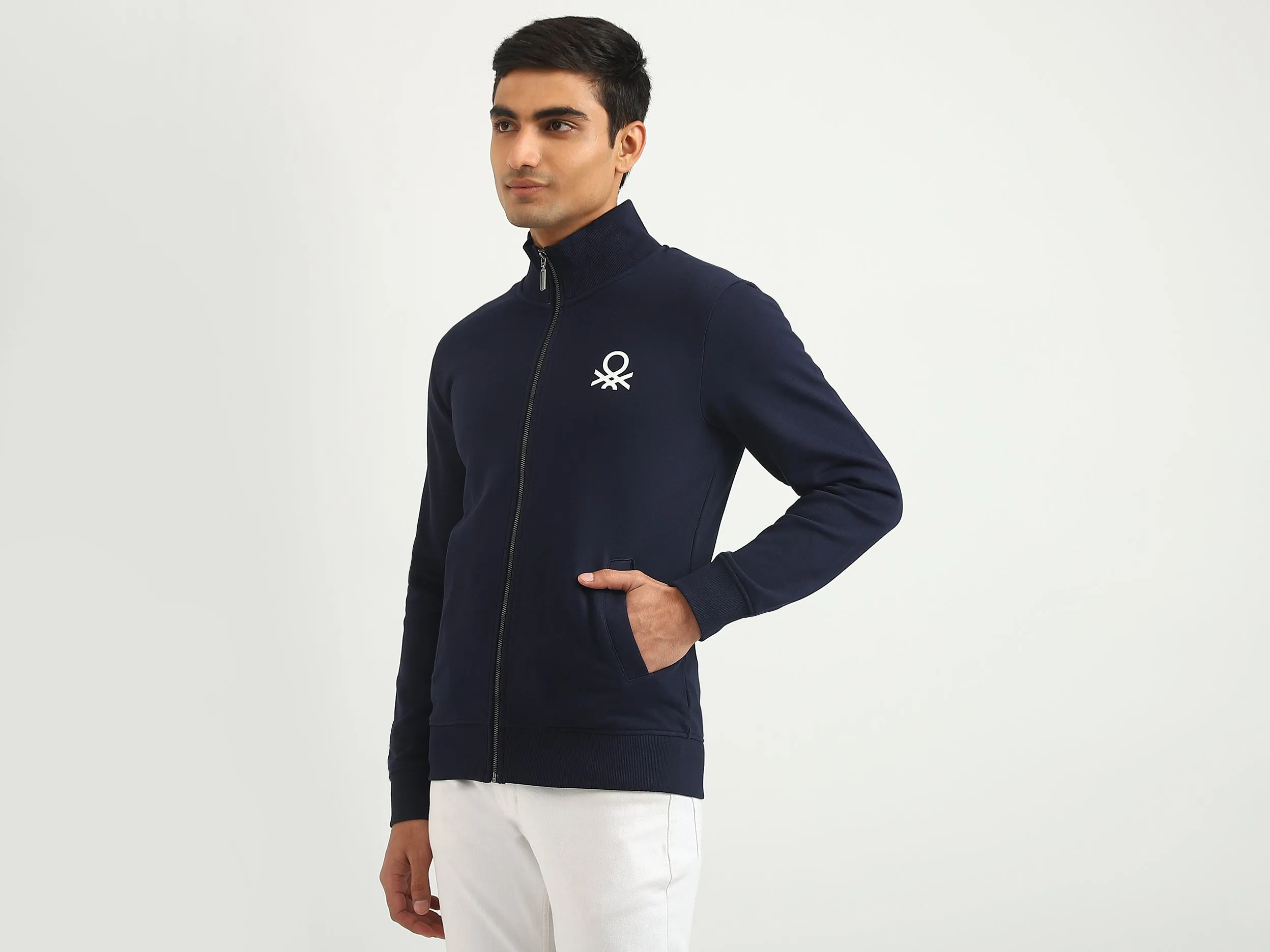Men Brand Logo High Neck Sweatshirt