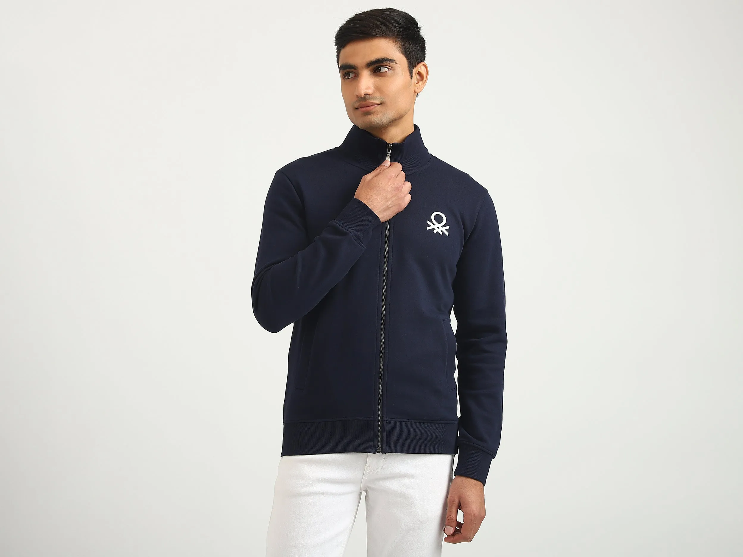 Men Brand Logo High Neck Sweatshirt