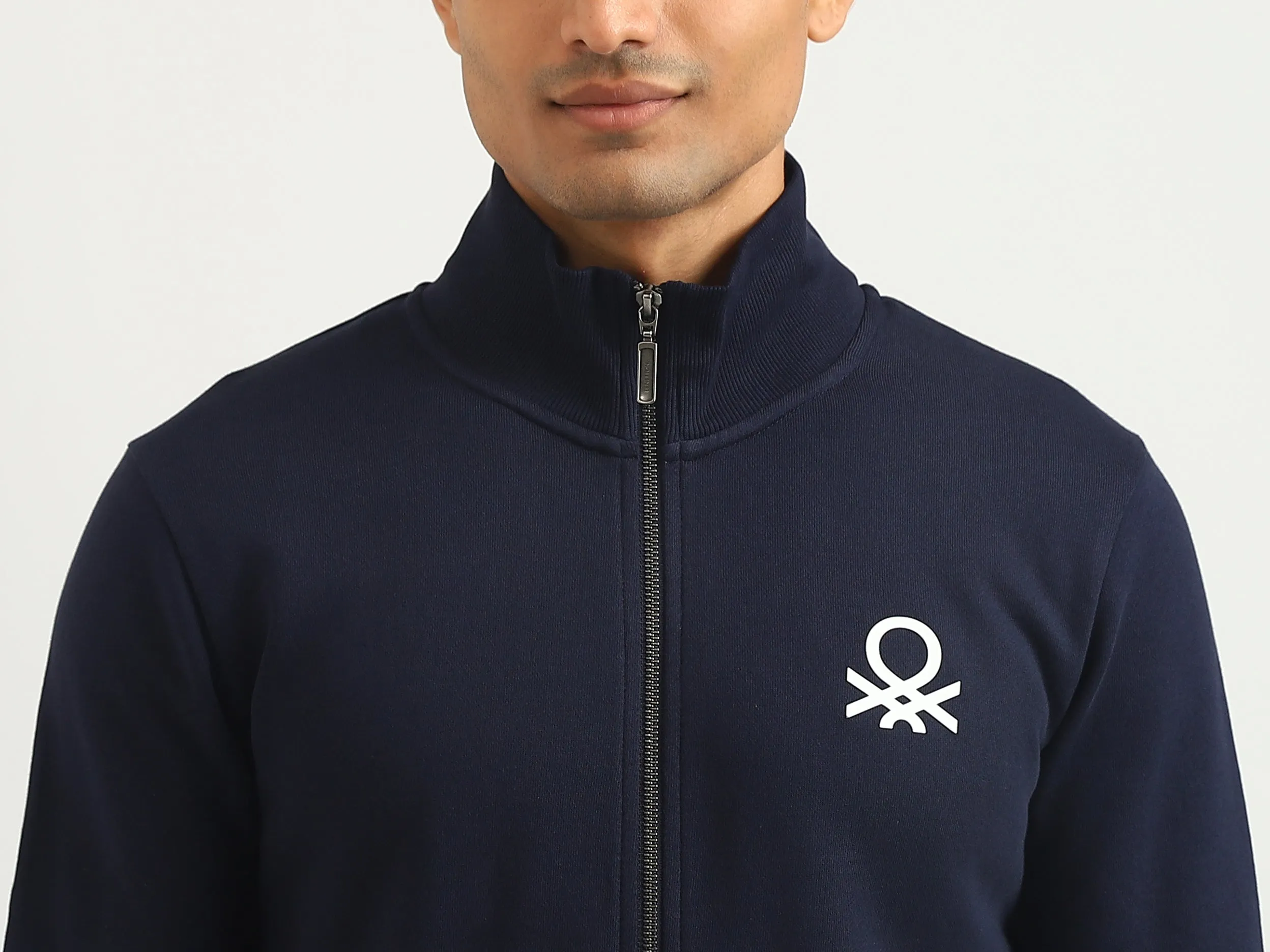 Men Brand Logo High Neck Sweatshirt