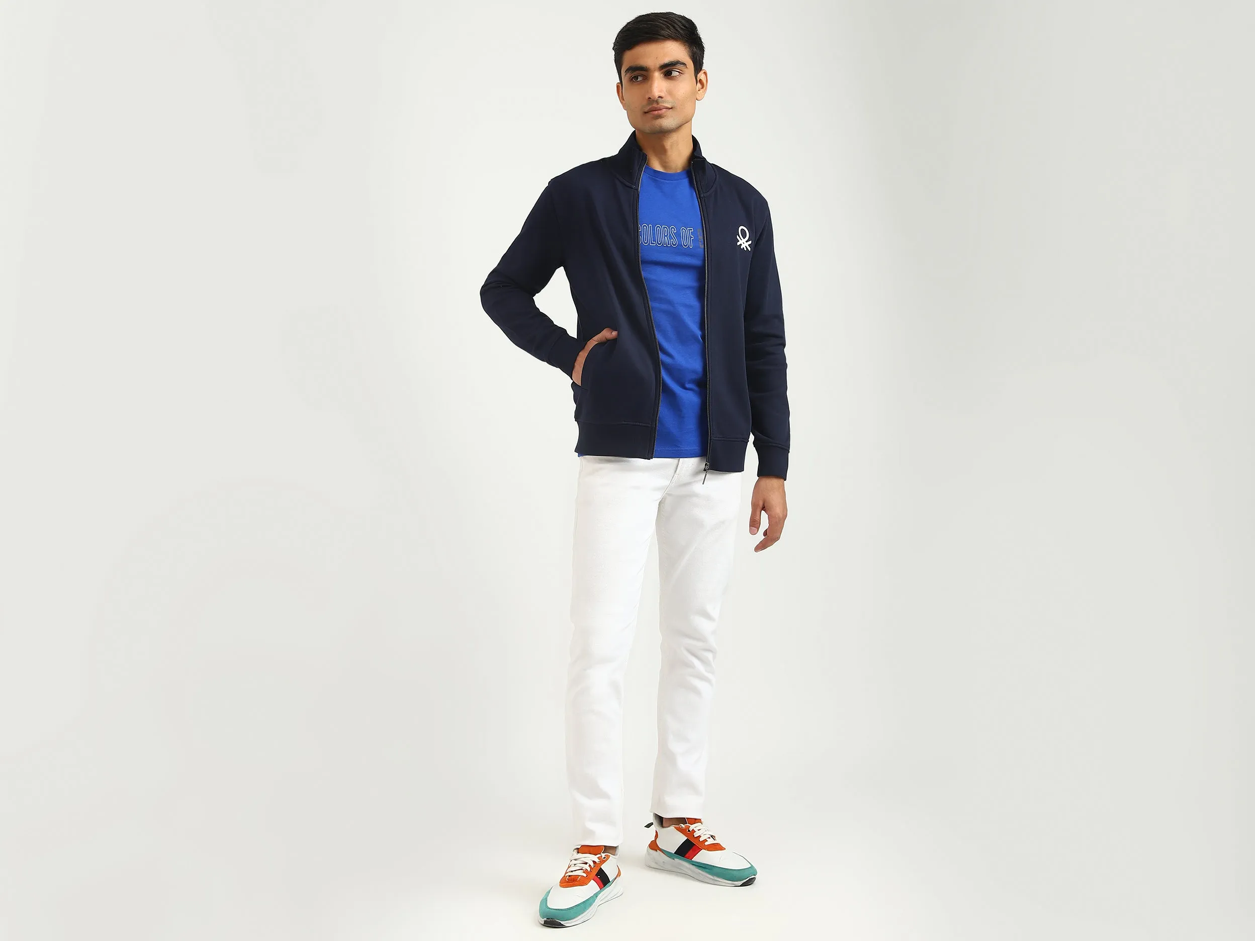 Men Brand Logo High Neck Sweatshirt