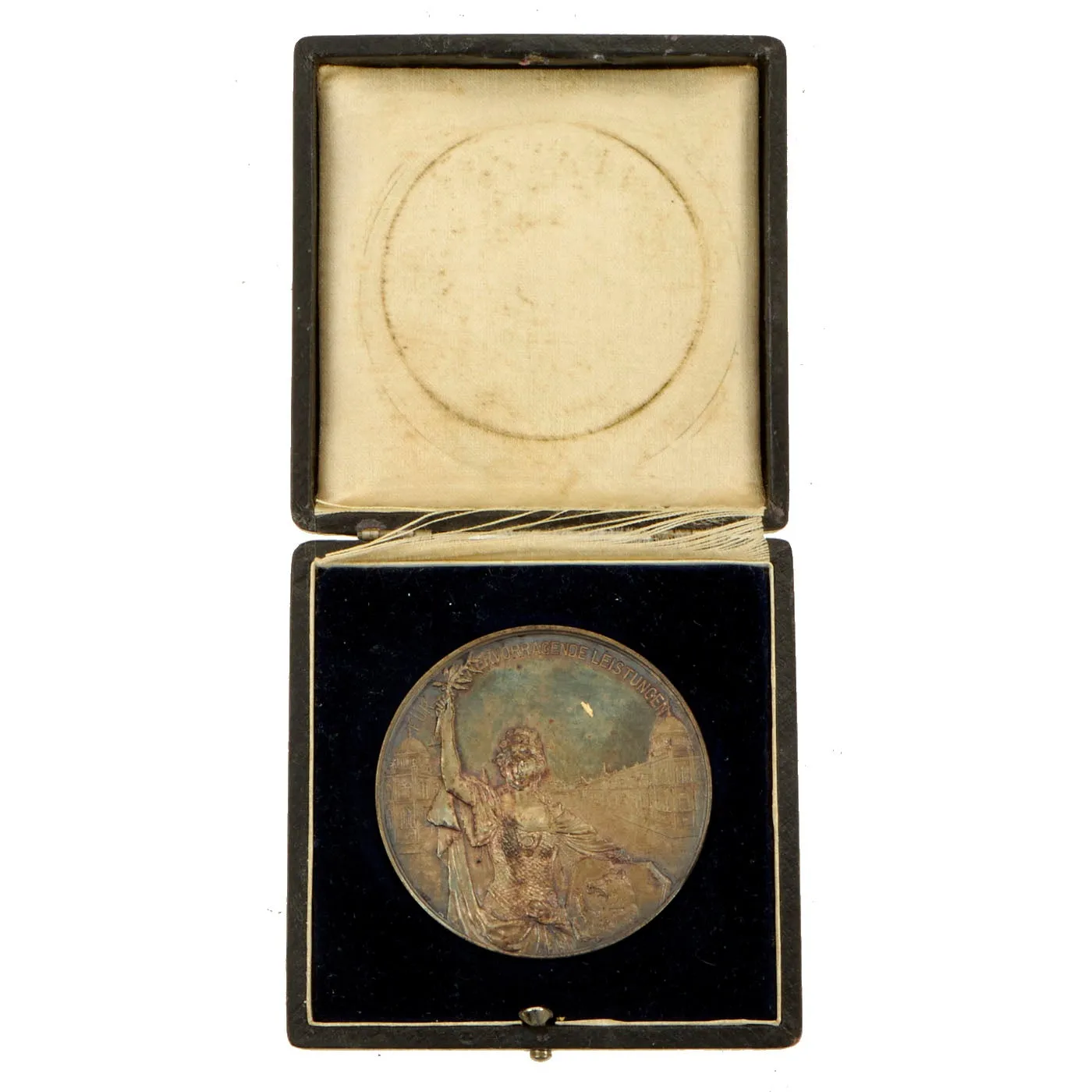 Original Imperial German WWI Era Table Medal Grouping - Table Medal, Dish, & Bottle