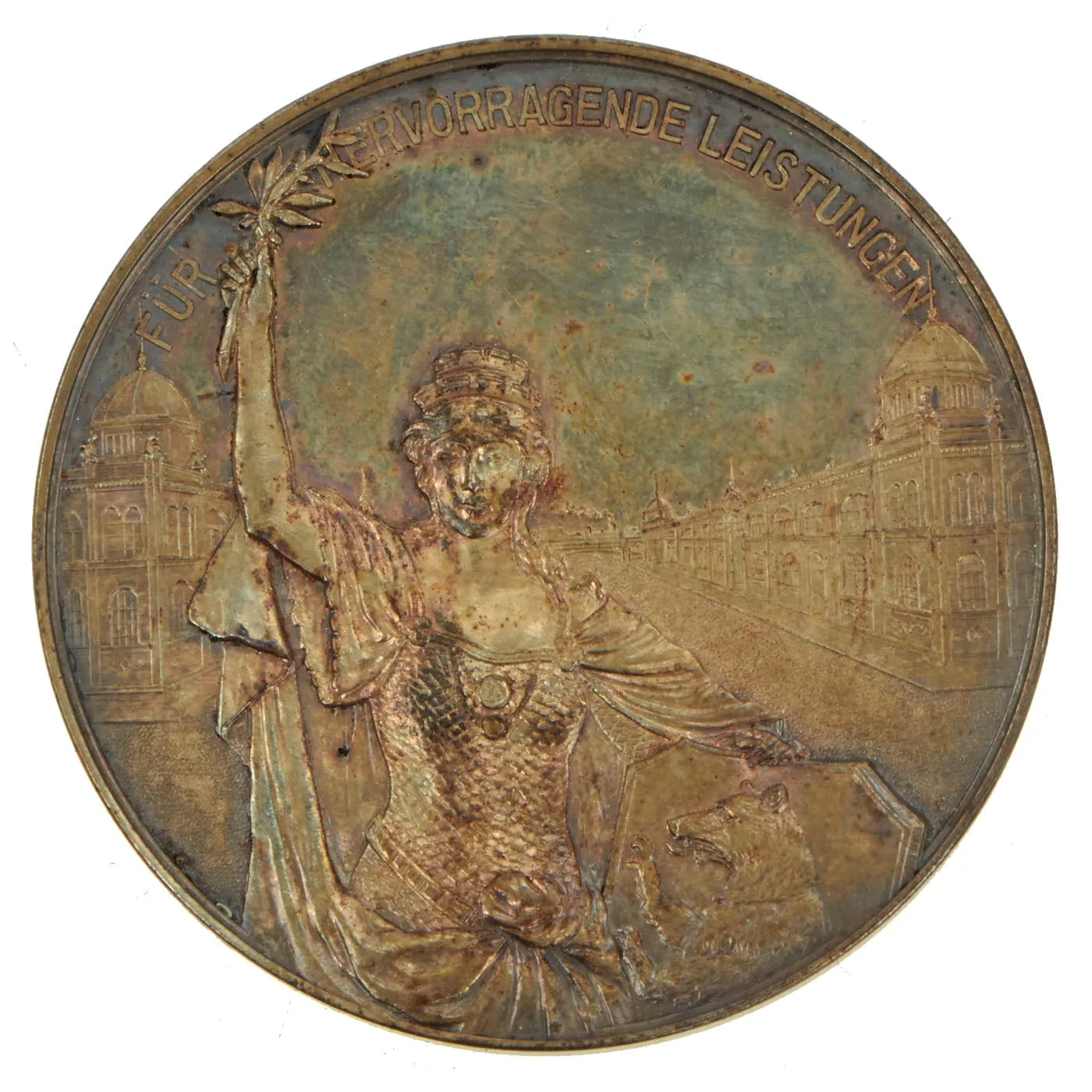 Original Imperial German WWI Era Table Medal Grouping - Table Medal, Dish, & Bottle