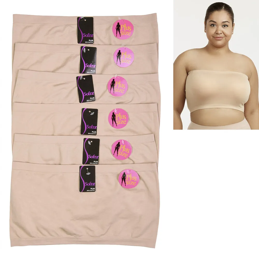 Plus Size Seamless Strapless Bandeau Tube Tops Sports Bra Stretch One Size Beige