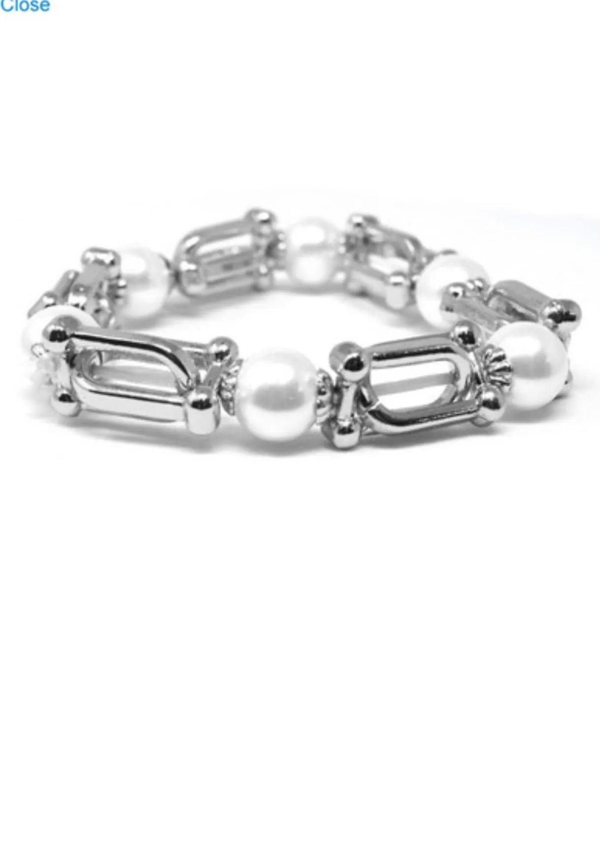 Silver and Pearl Stationed Bracelet