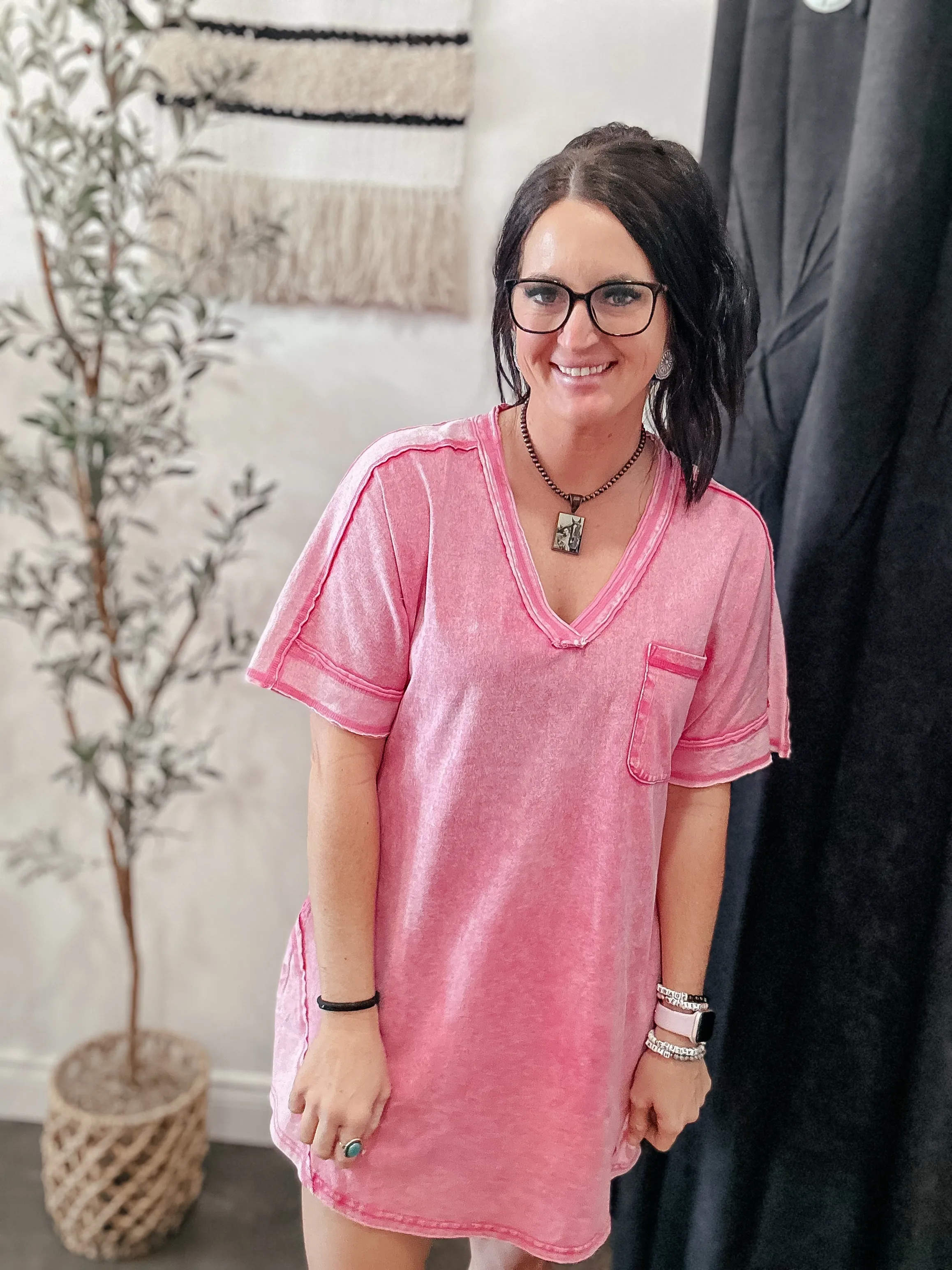 Stepping Out Casual T-Shirt Dress Pink