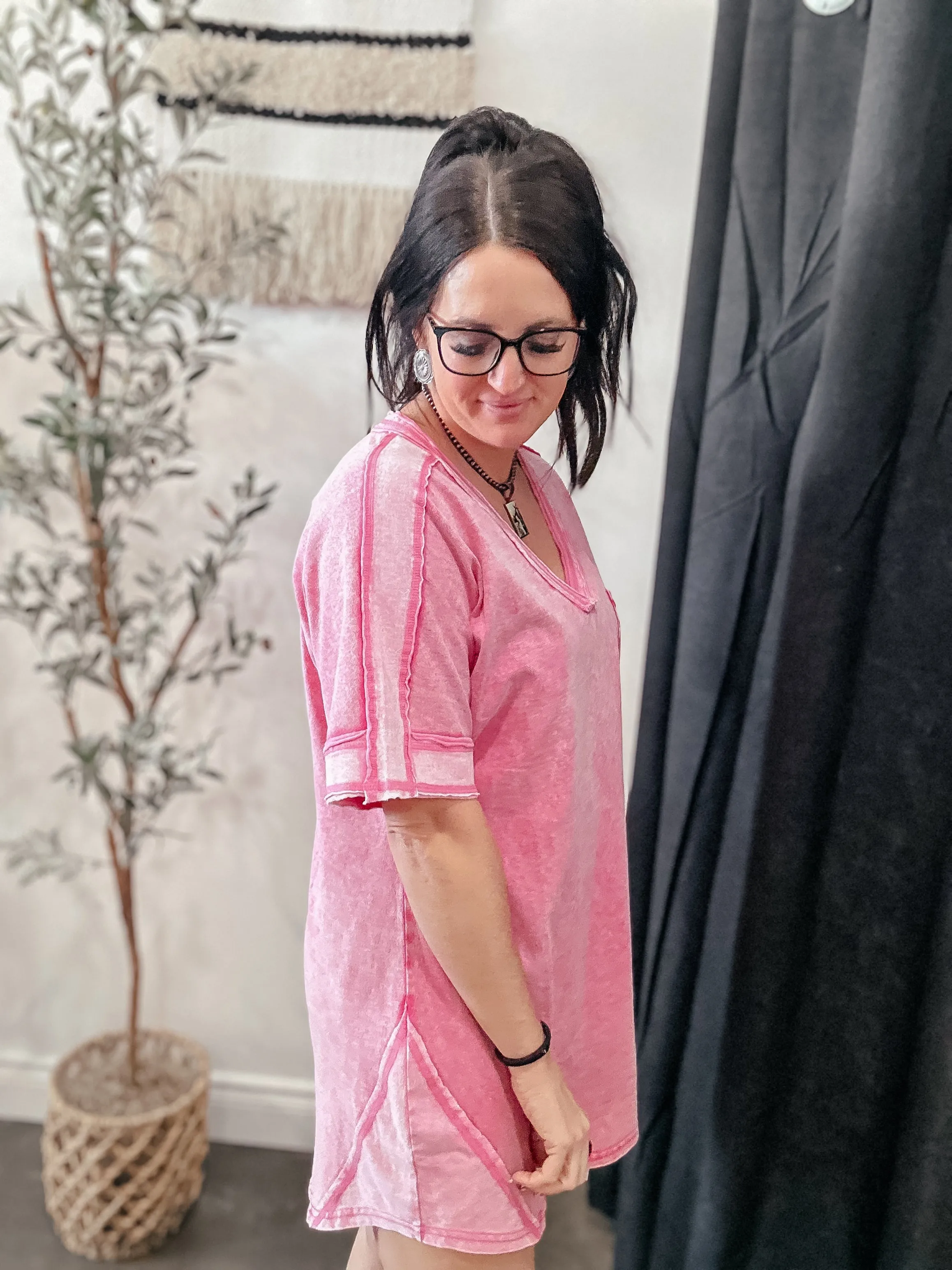 Stepping Out Casual T-Shirt Dress Pink