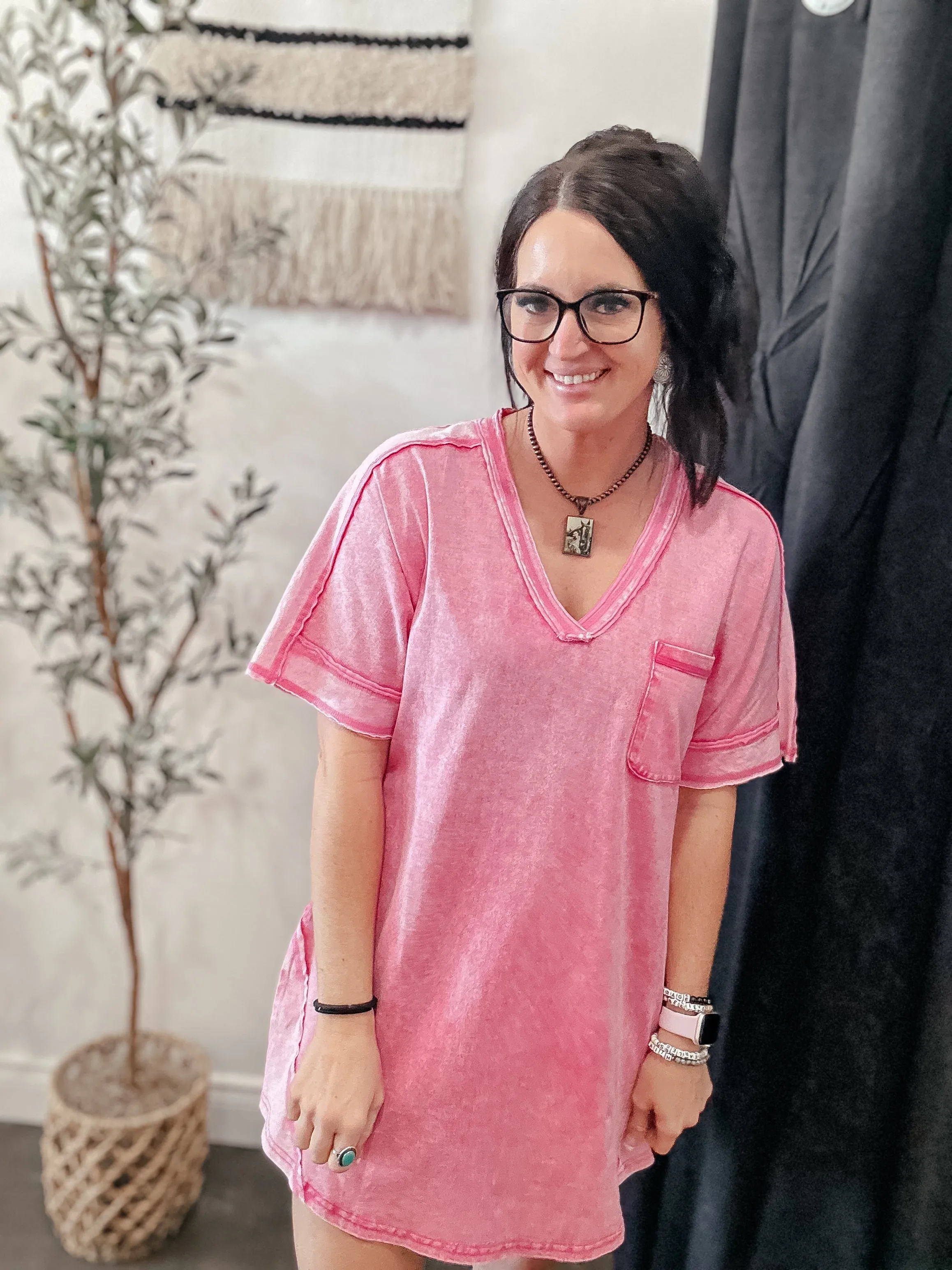 Stepping Out Casual T-Shirt Dress Pink