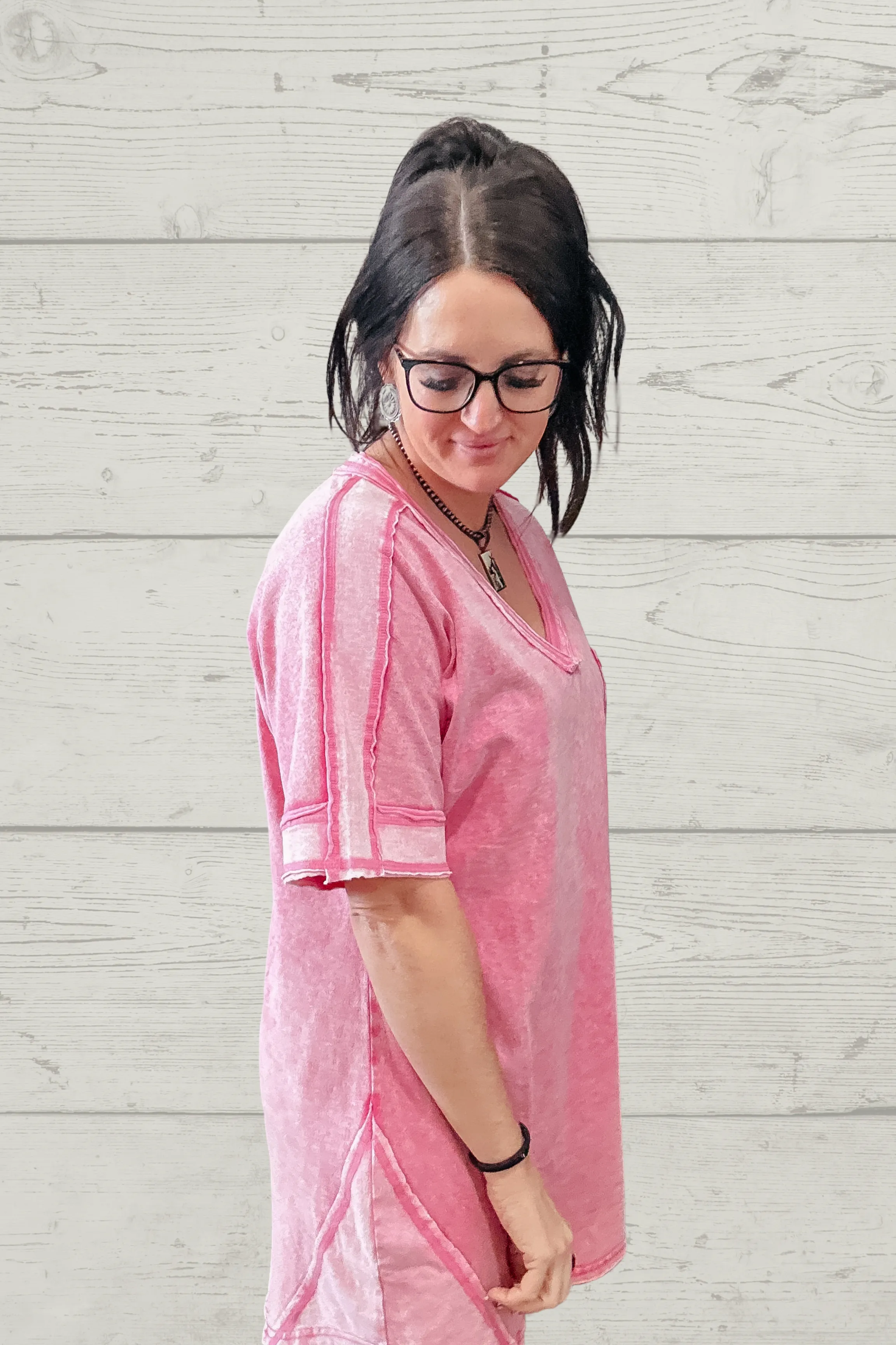 Stepping Out Casual T-Shirt Dress Pink