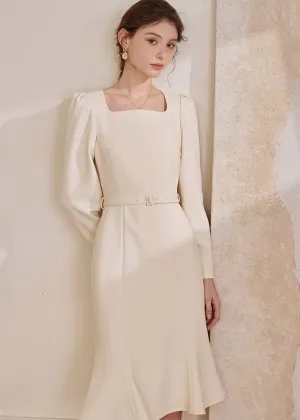 WAIST TIE FISHTAIL DRESS