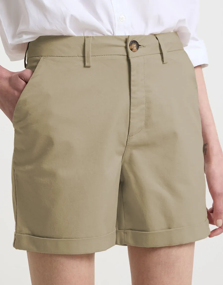 Women's CLP Trendy Wear Denim Short - BEIGE