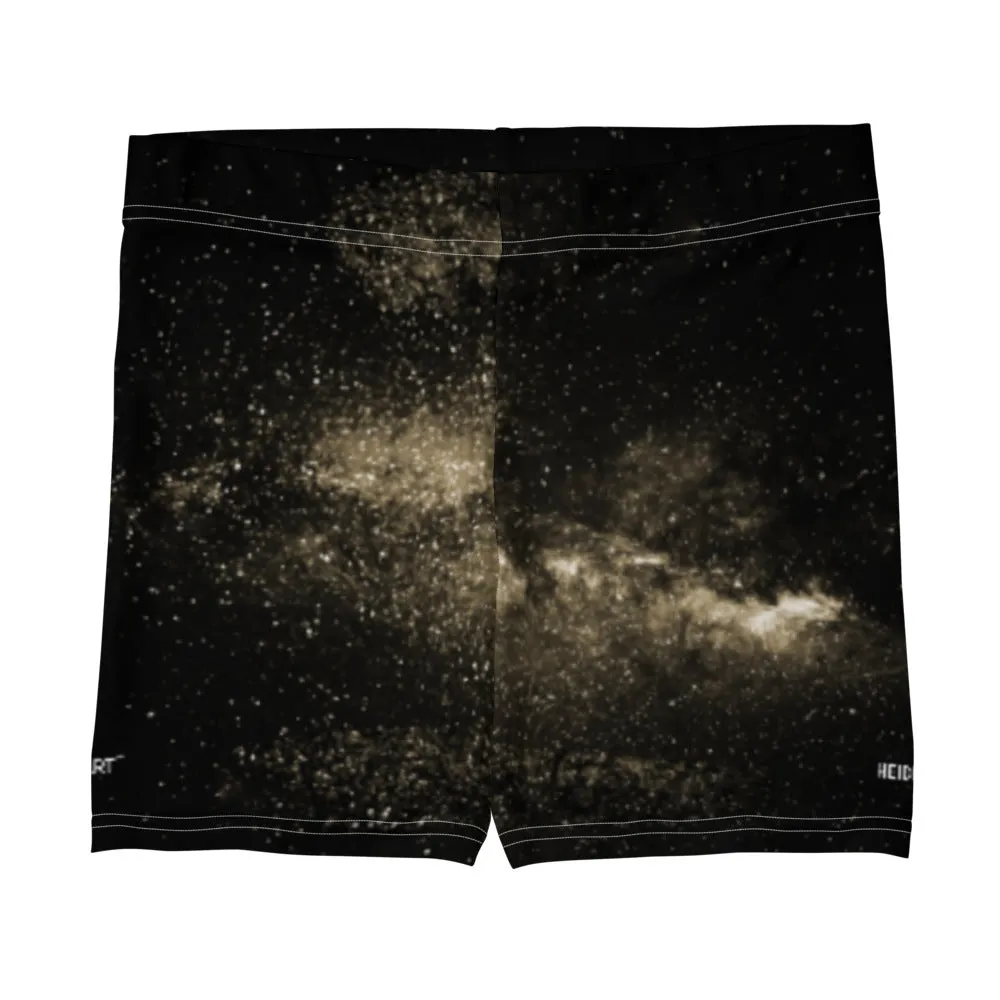 Yellow Galaxy Women's Shorts, Space Milky Way Astrology Gym Elastic Shorts-Made in USA/EU